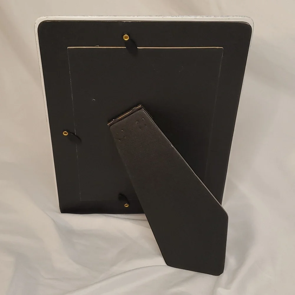 Vintage Picture Frame Rare 80s Look Gray Black Marble Tone Glass Photo Frame